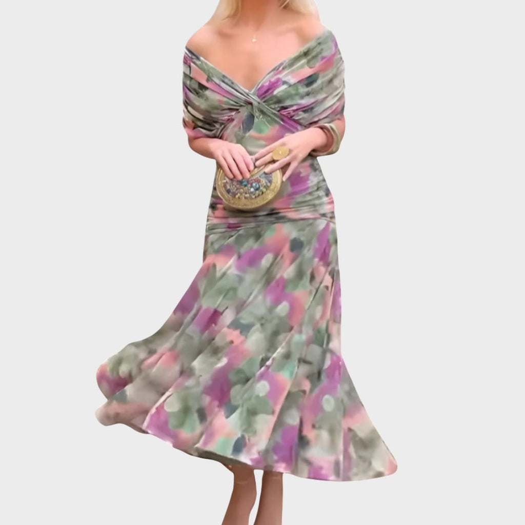 Lowenna | Elegant Dress - Black Silk Midi