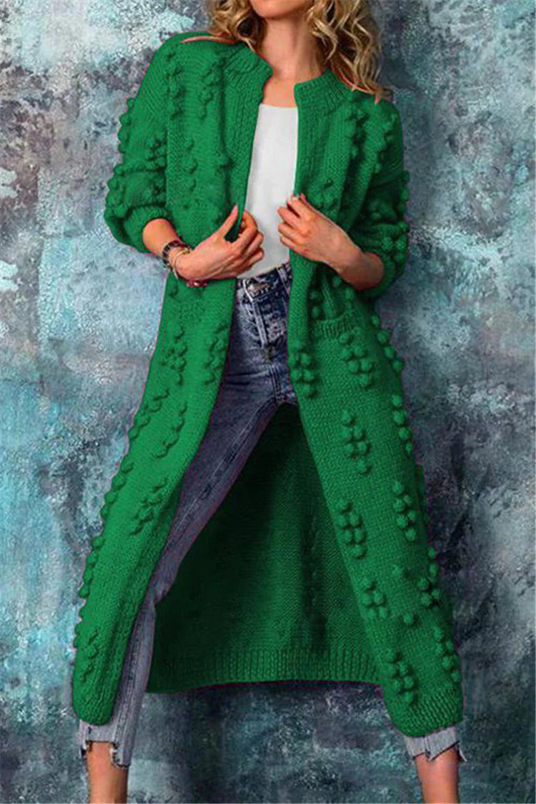 Hazel | Women’s Long Textured Knit Open Cardigan