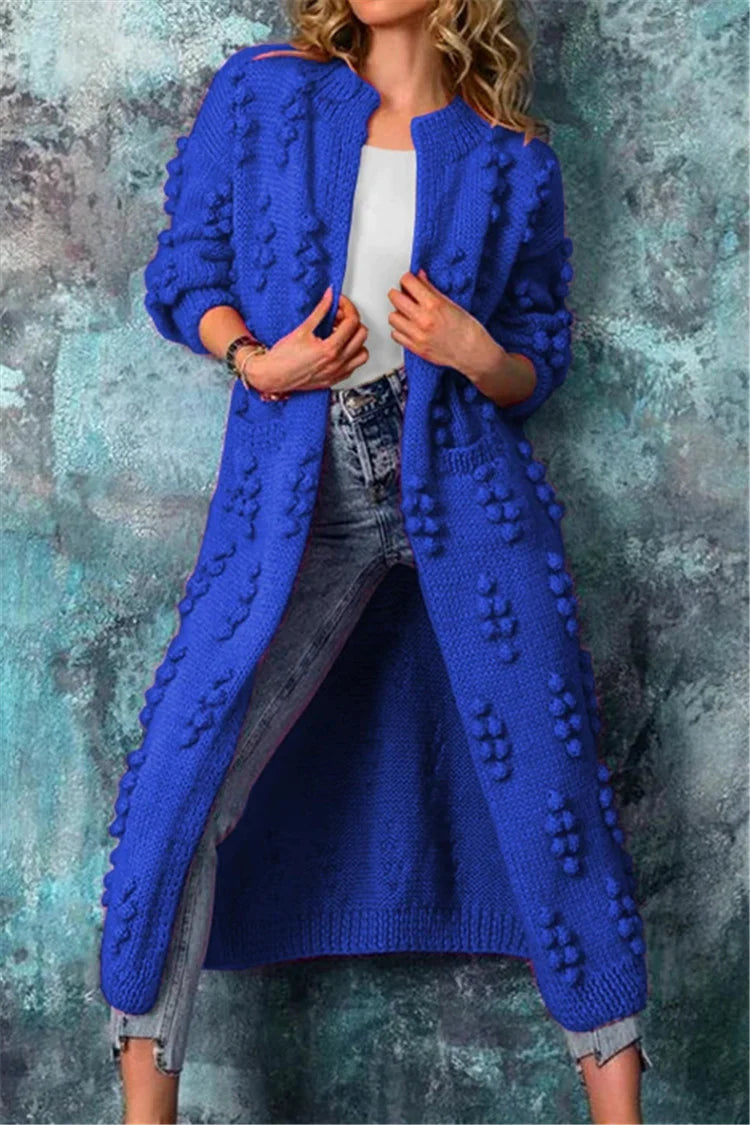 Hazel | Women’s Long Textured Knit Open Cardigan