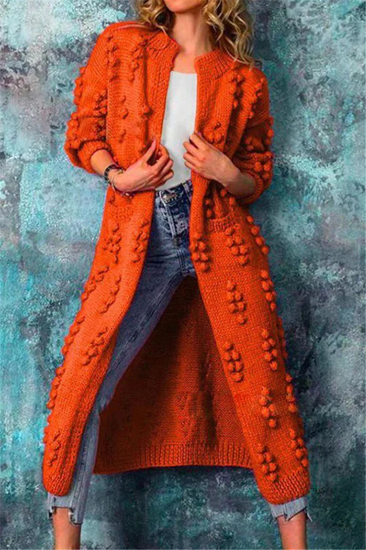 Hazel | Women’s Long Textured Knit Open Cardigan