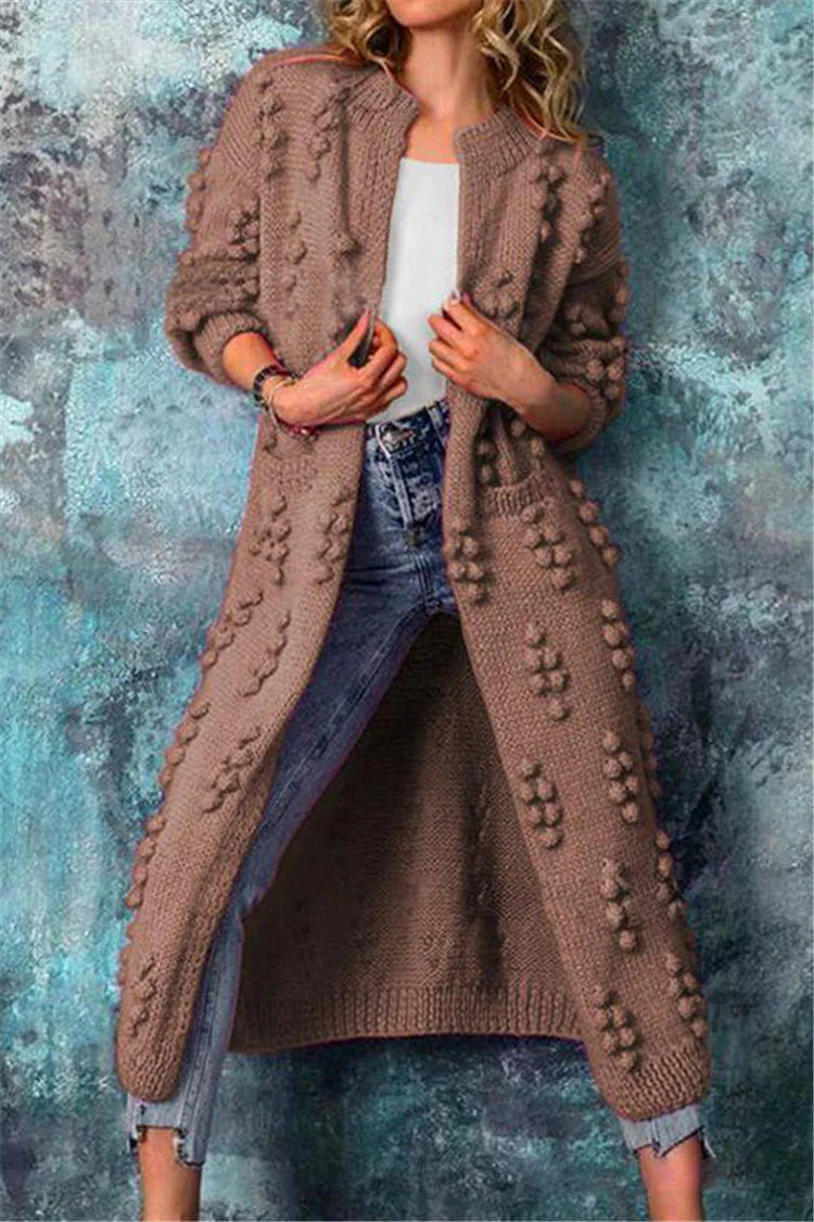 Hazel | Women’s Long Textured Knit Open Cardigan