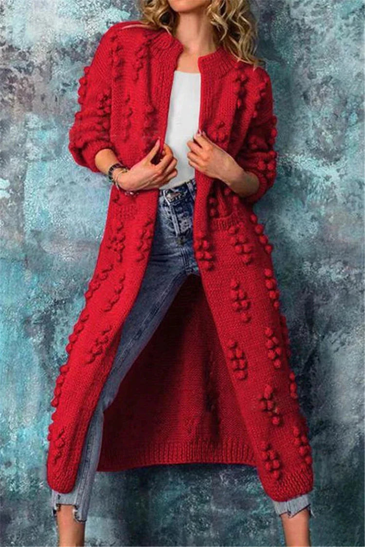 Hazel | Women’s Long Textured Knit Open Cardigan