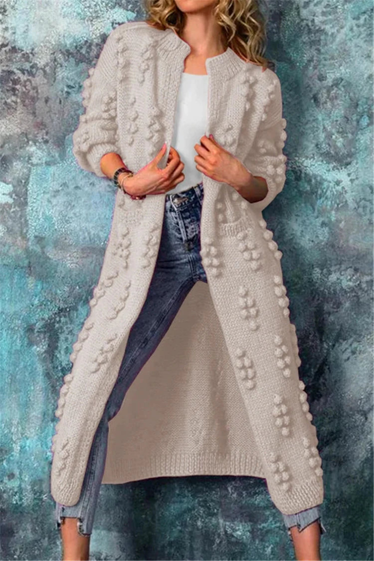 Hazel | Women’s Long Textured Knit Open Cardigan