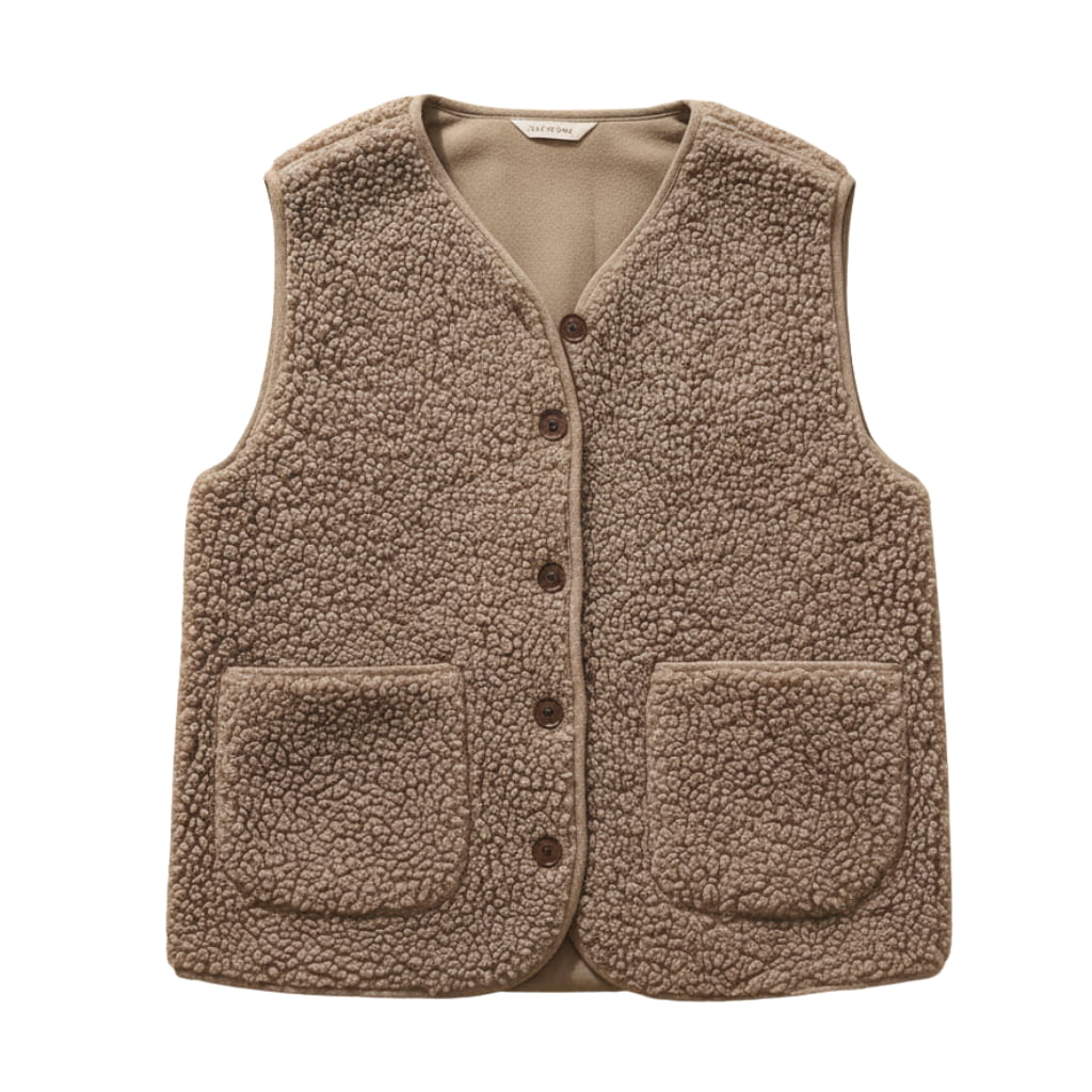 Ella | Casual Sherpa Vest - Warm Beige