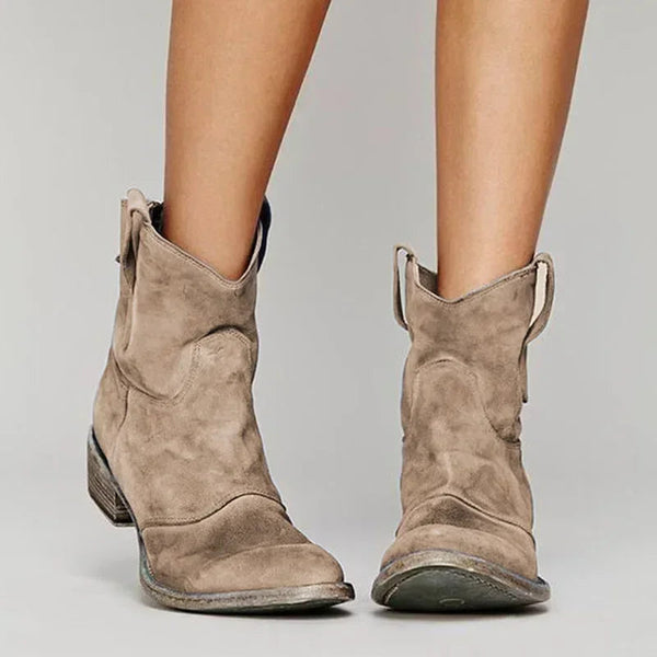 Paloma | Vintage Western Ankle Boots - Brown Leather