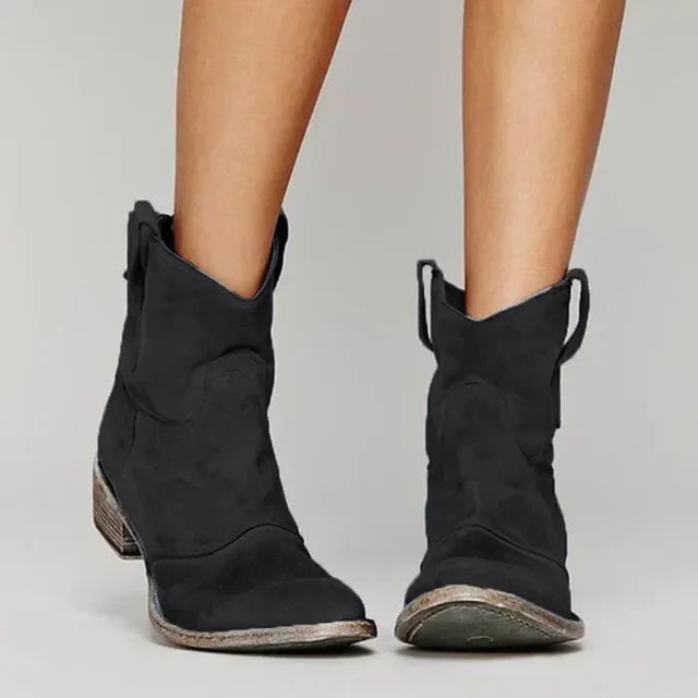 Paloma | Vintage Western Ankle Boots - Brown Leather