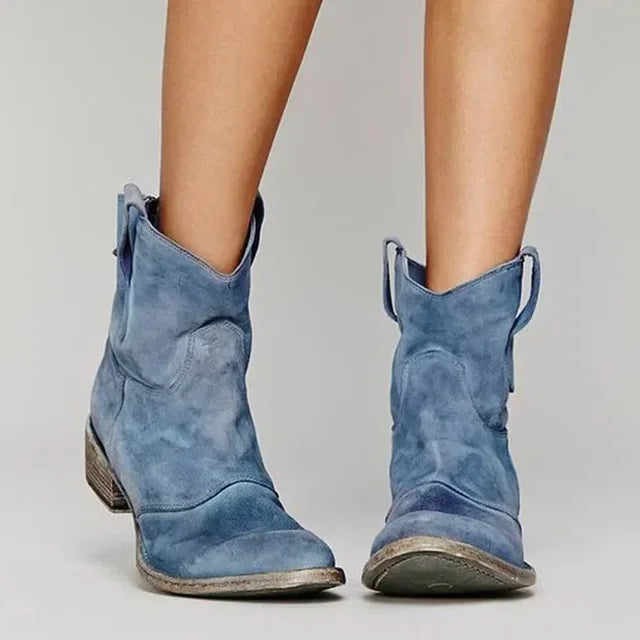 Paloma | Vintage Western Ankle Boots - Brown Leather