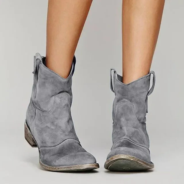 Paloma | Vintage Western Ankle Boots - Brown Leather