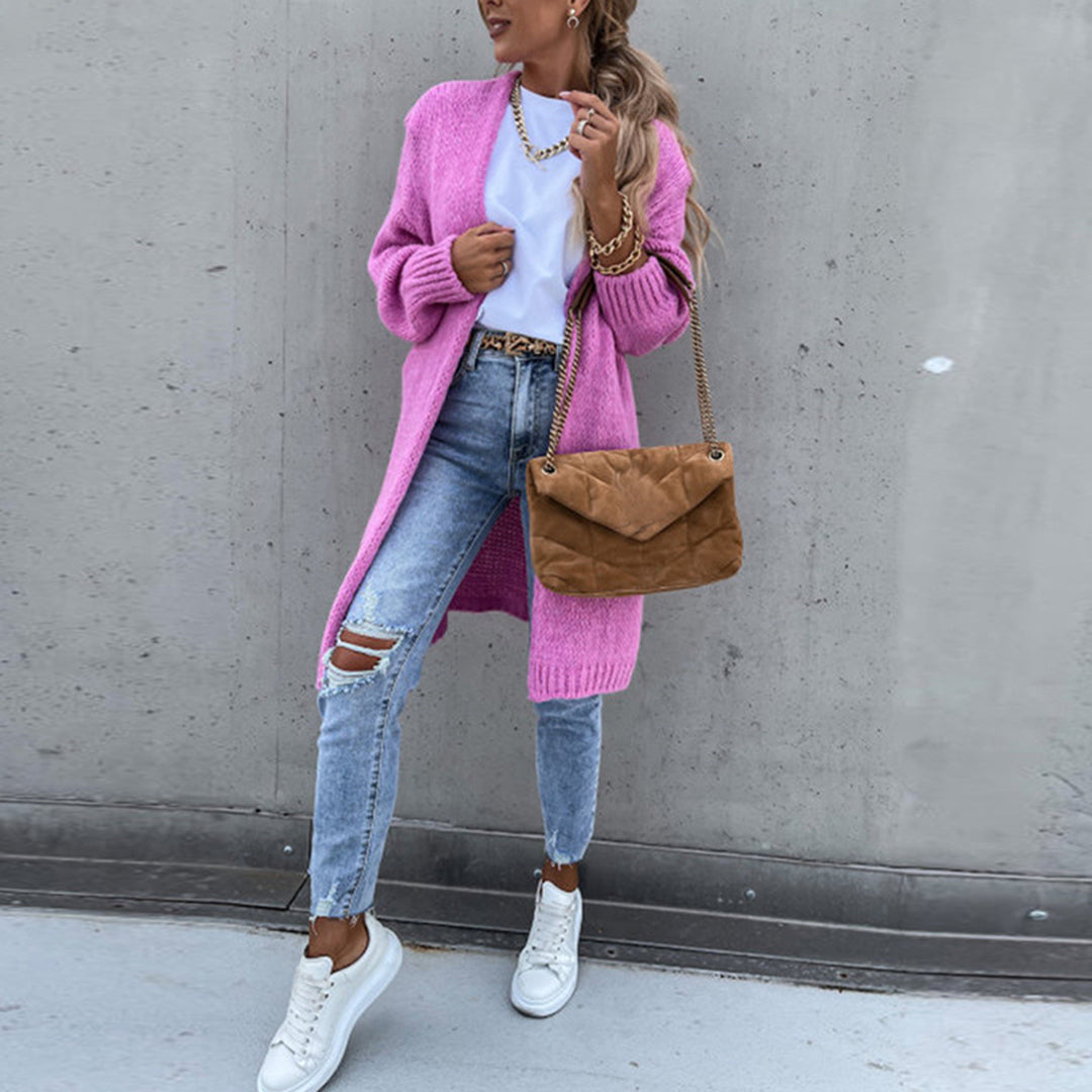 Lauren | Open Front Cardigan - Relaxed Fit Knit in Soft Grey