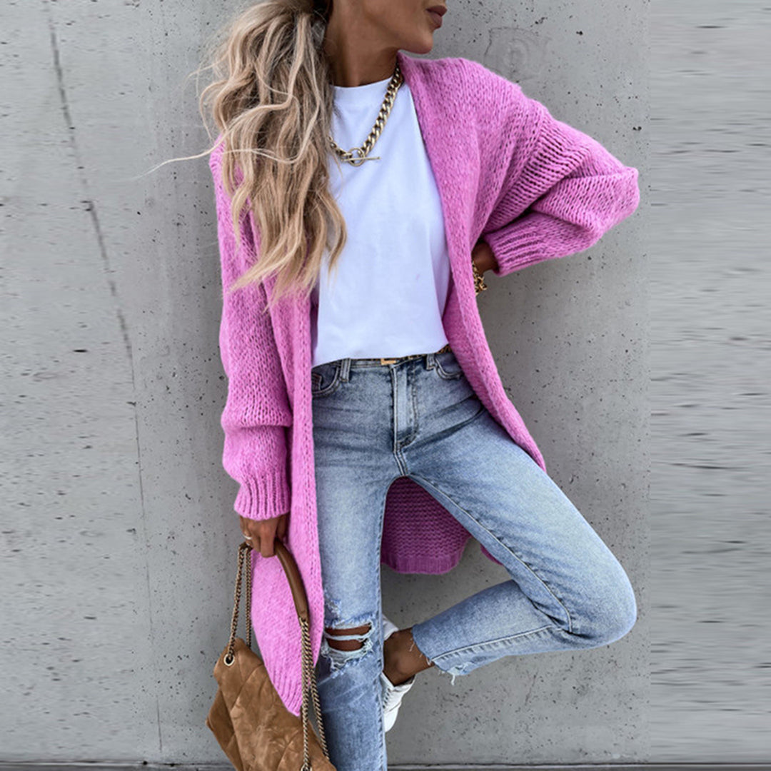 Lauren | Open Front Cardigan - Relaxed Fit Knit in Soft Grey