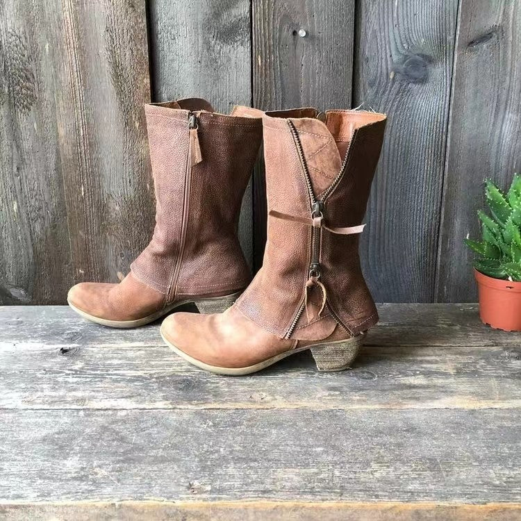 Lourdes | Winter Cowgirl Boots - Brown Leather