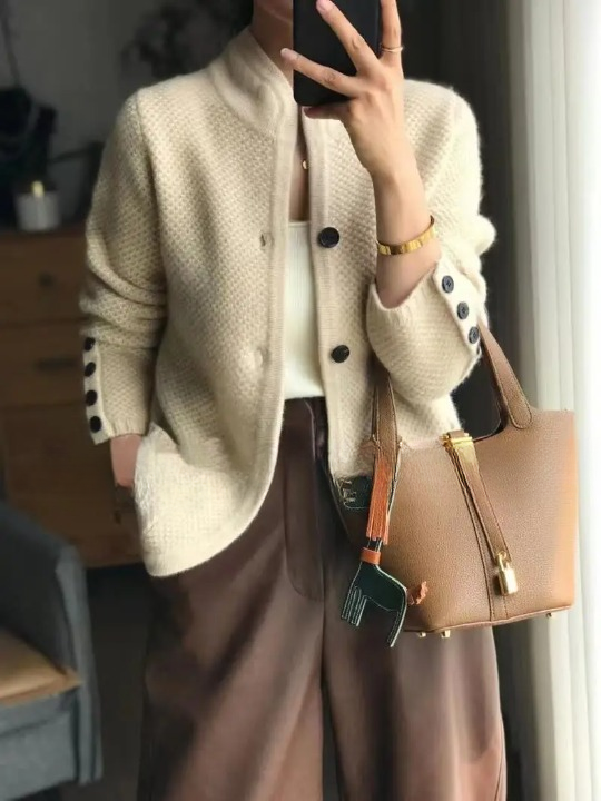 Jodi | Women's Winter Cardigan - Button Front Knit in Cream