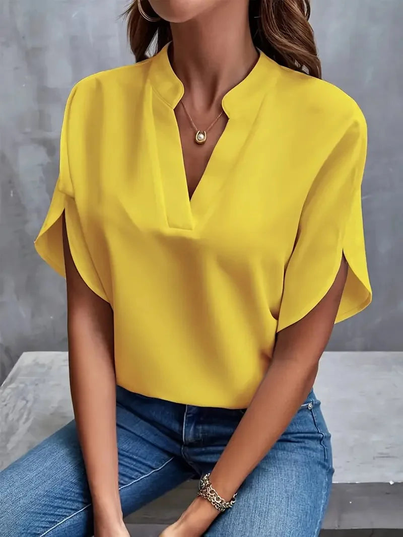 Annemie | V-Neck Fluid Blouse - Black