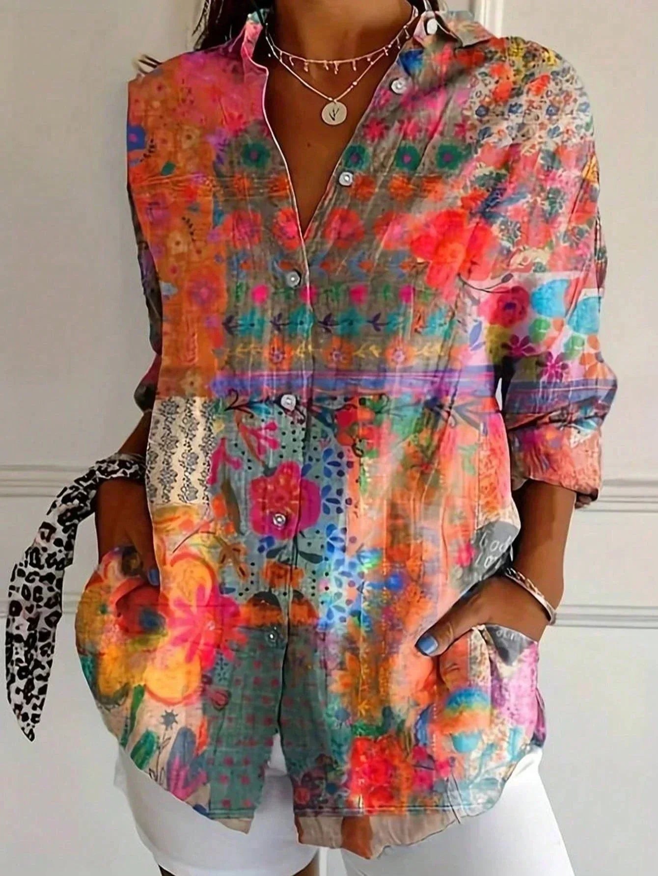 Alicia | Floral Print Button Front Blouse - Multicolor