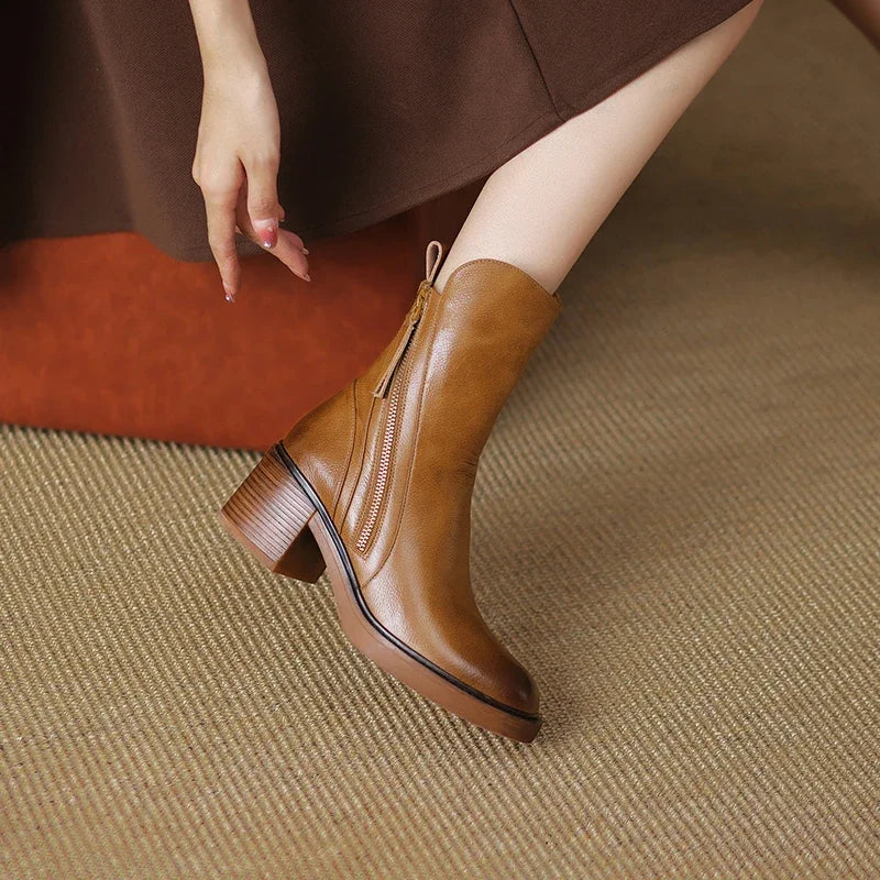 Margaret | Leather Ankle Boots - Black
