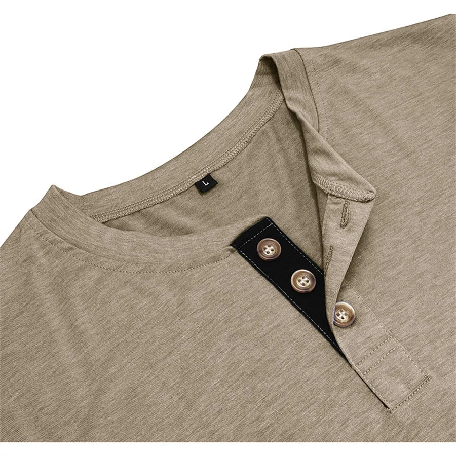 Logan | Classic Henley Shirt - Navy Cotton