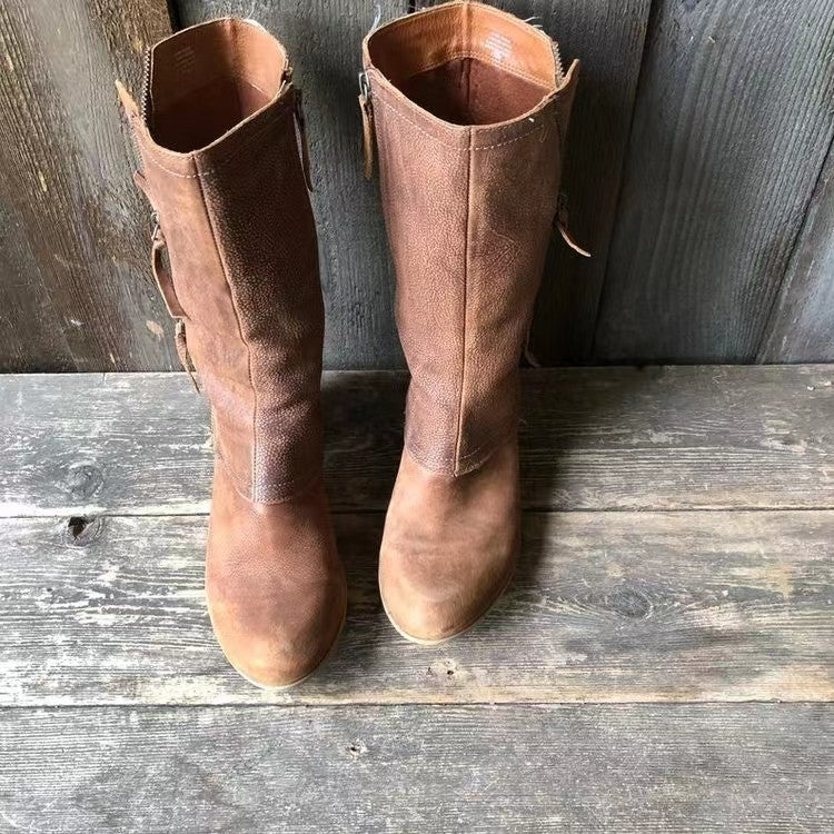 Lourdes | Winter Cowgirl Boots - Brown Leather