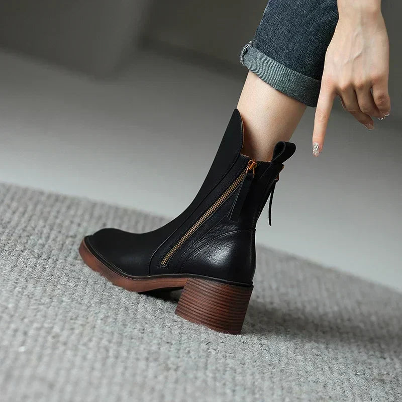 Margaret | Leather Ankle Boots - Black