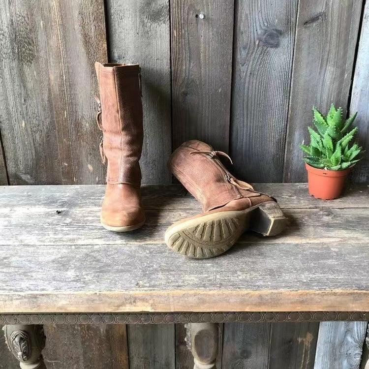 Lourdes | Winter Cowgirl Boots - Brown Leather
