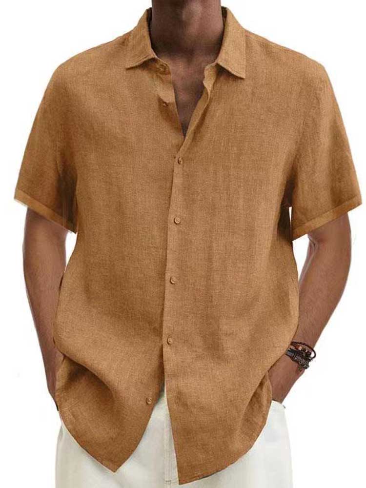 Hermod | Casual Short Sleeve Shirt - Blue Cotton
