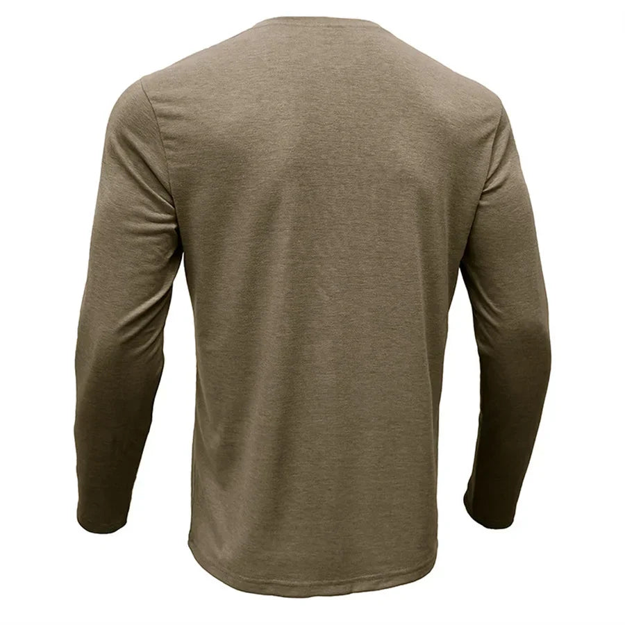 Logan | Classic Henley Shirt - Navy Cotton
