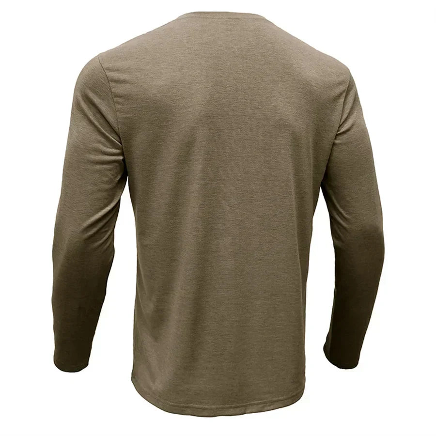 Logan | Classic Henley Shirt - Navy Cotton