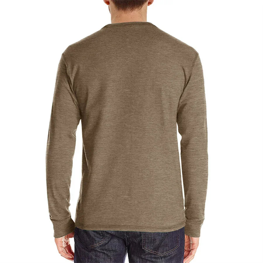 Logan | Classic Henley Shirt - Navy Cotton