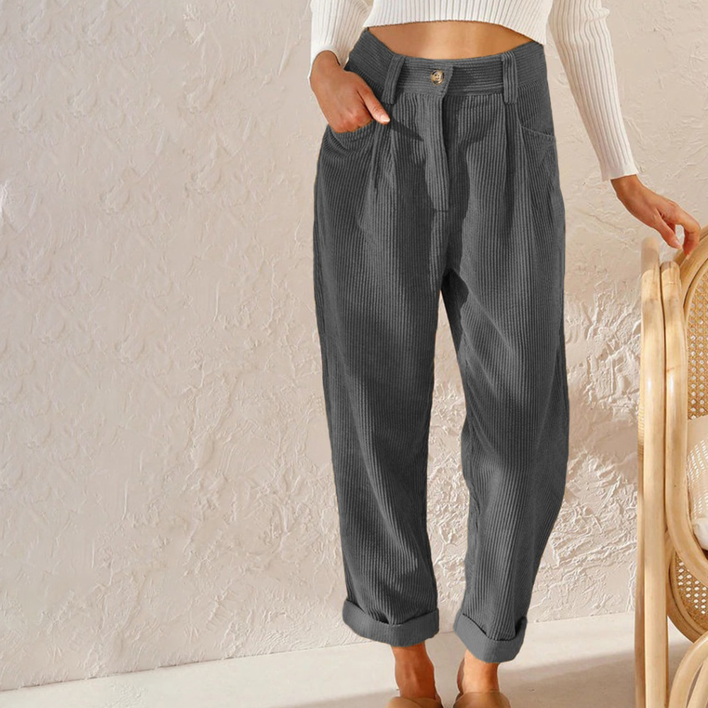 Jessica | High Waist Corduroy Trousers - Autumn