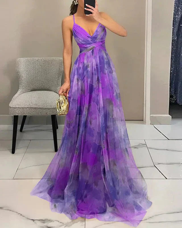Hailey | Women's Summer Spaghetti Backless Maxi Dress - Blue Cotton