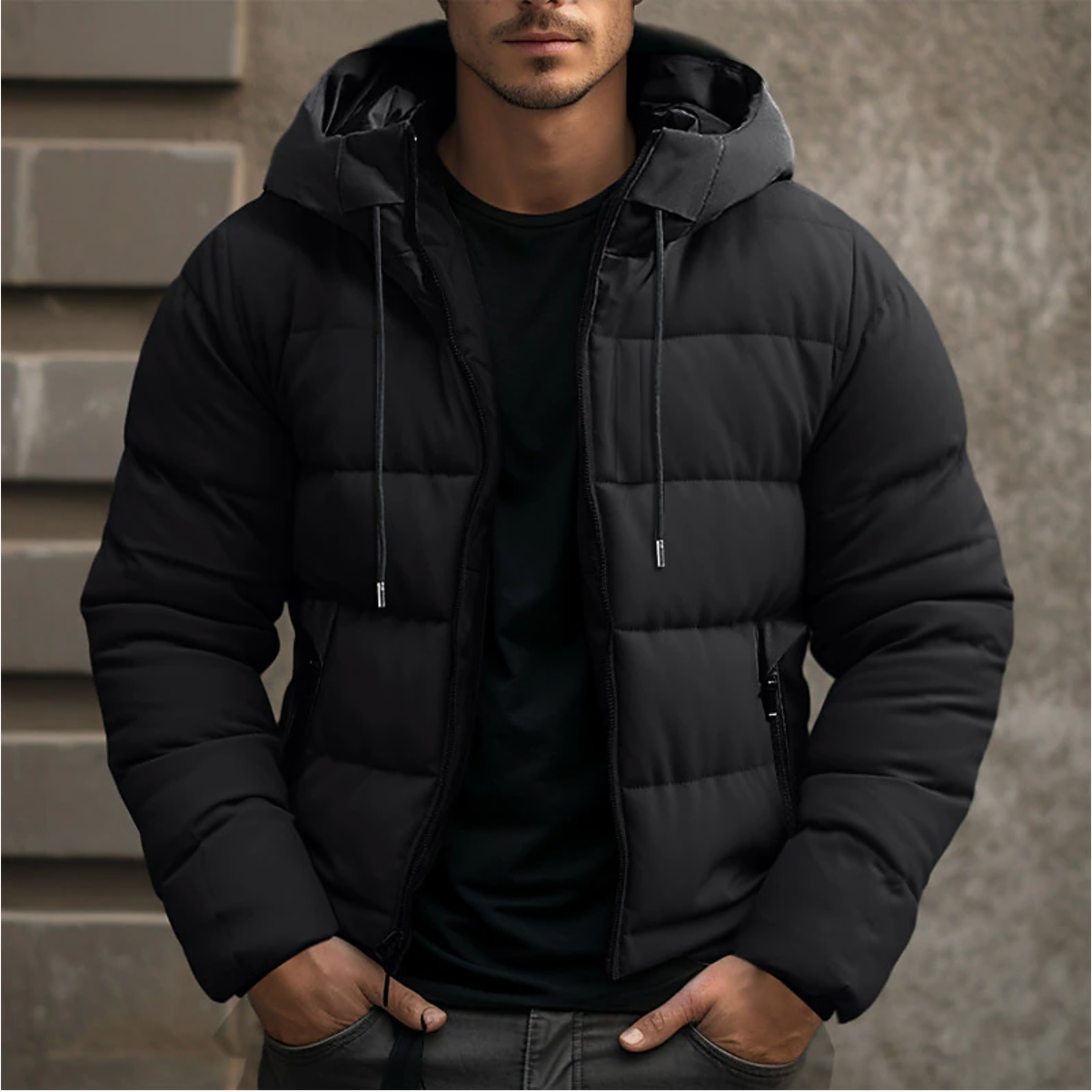 Moritz | Men's Hooded Winter Puffer Jacket - Black