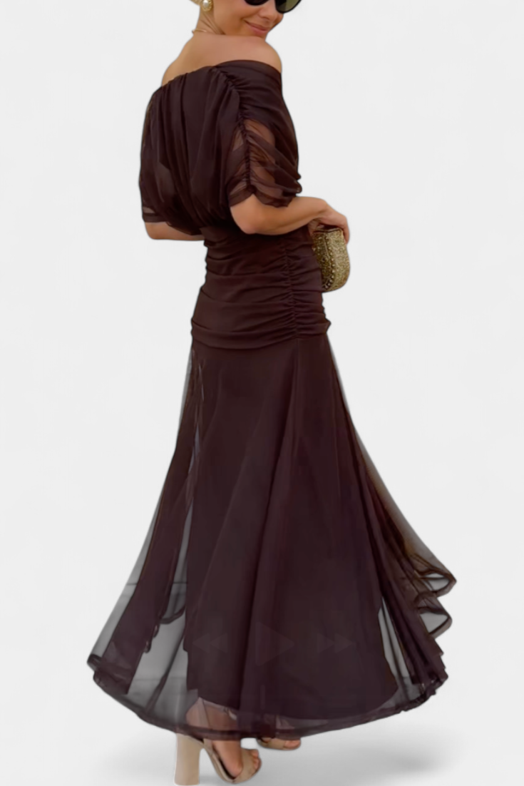 Lowenna | Elegant Dress - Black Silk Midi