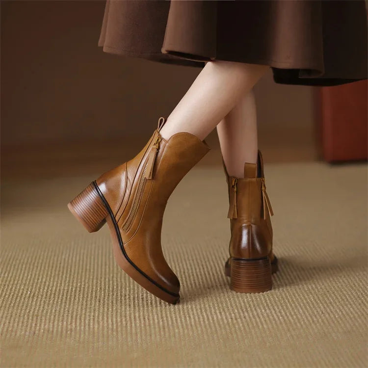 Margaret | Leather Ankle Boots - Black