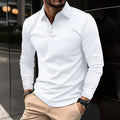 Gideon | Classic Long Sleeve Polo Shirt - Navy Cotton