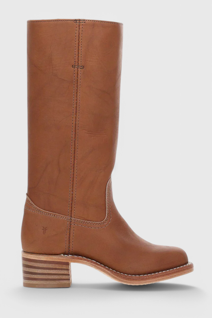 Helene | Leather Knee High Heeled Boots - Black