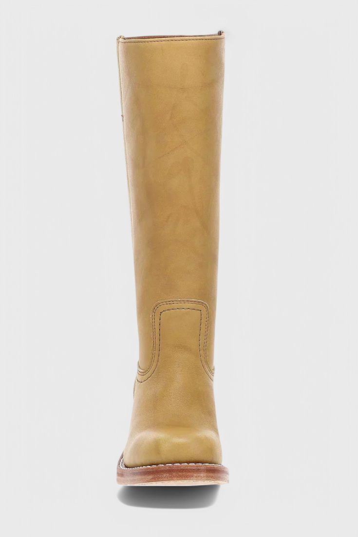 Helene | Leather Knee High Heeled Boots - Black