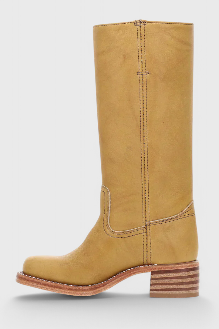 Helene | Leather Knee High Heeled Boots - Black