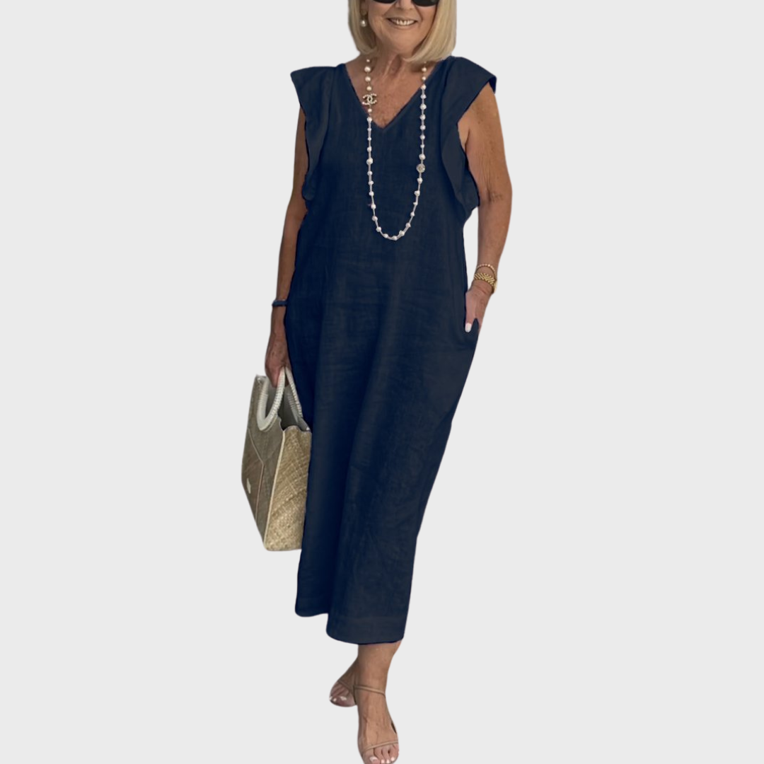 Felicity | Maxi Dress Sleeveless Casual - Green Cotton