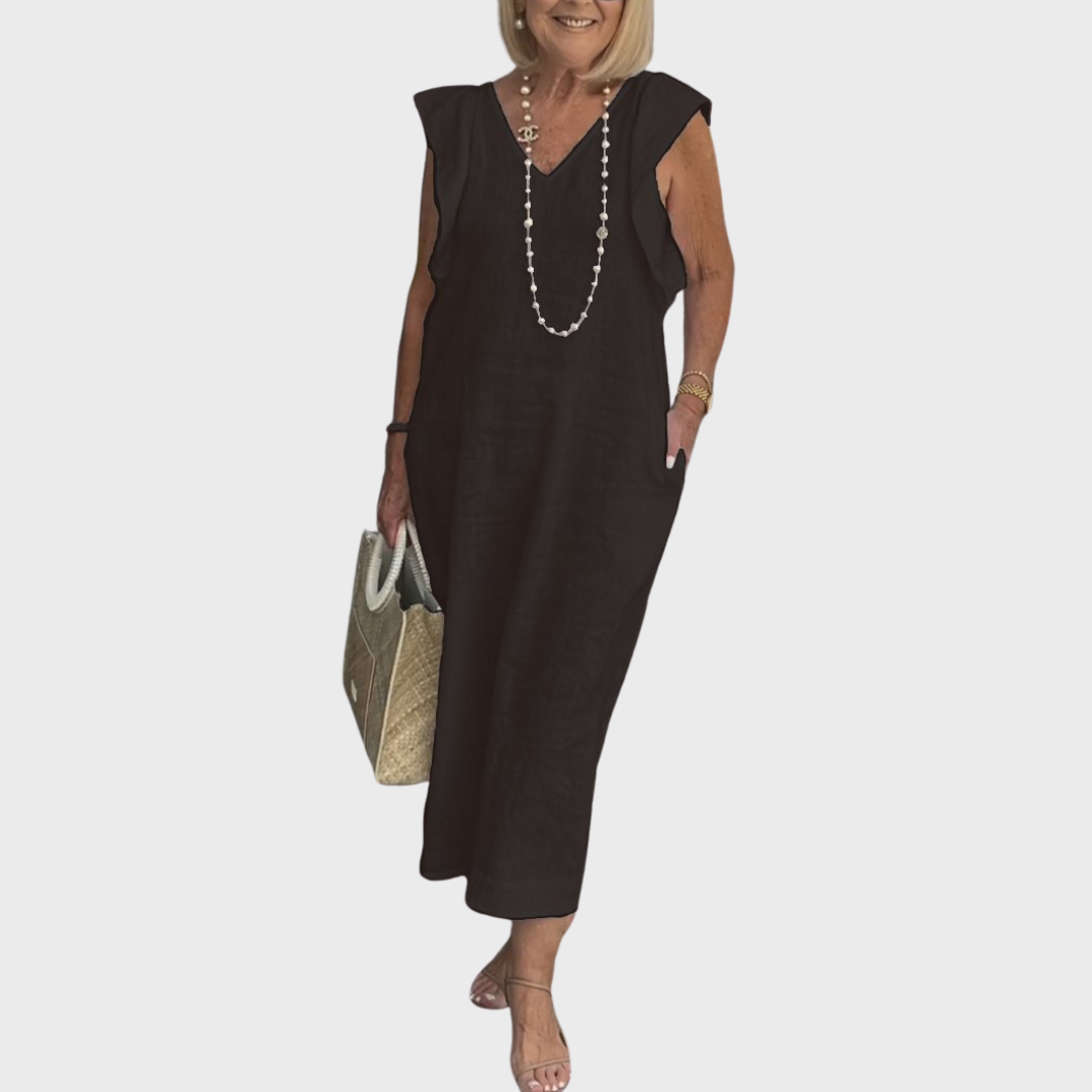 Felicity | Maxi Dress Sleeveless Casual - Green Cotton