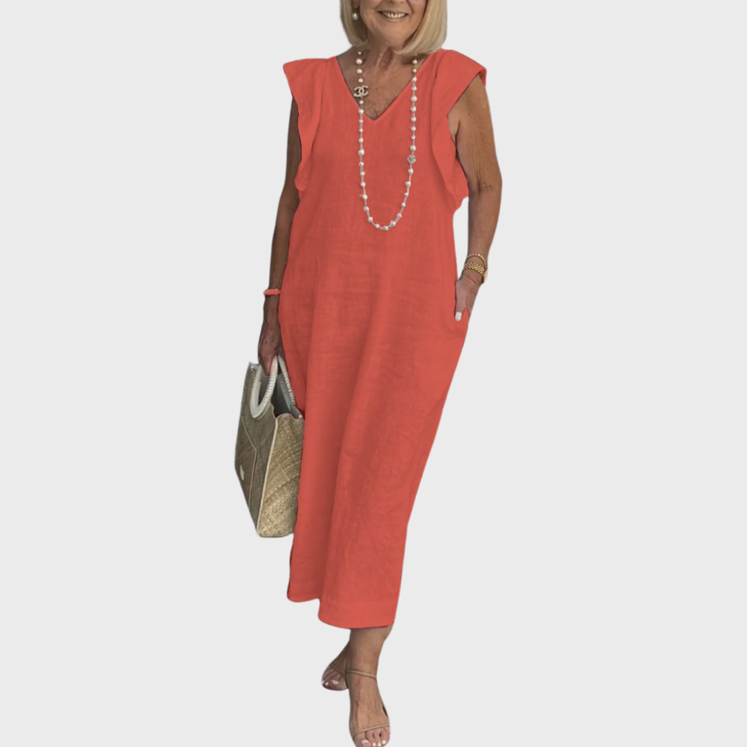 Felicity | Maxi Dress Sleeveless Casual - Green Cotton