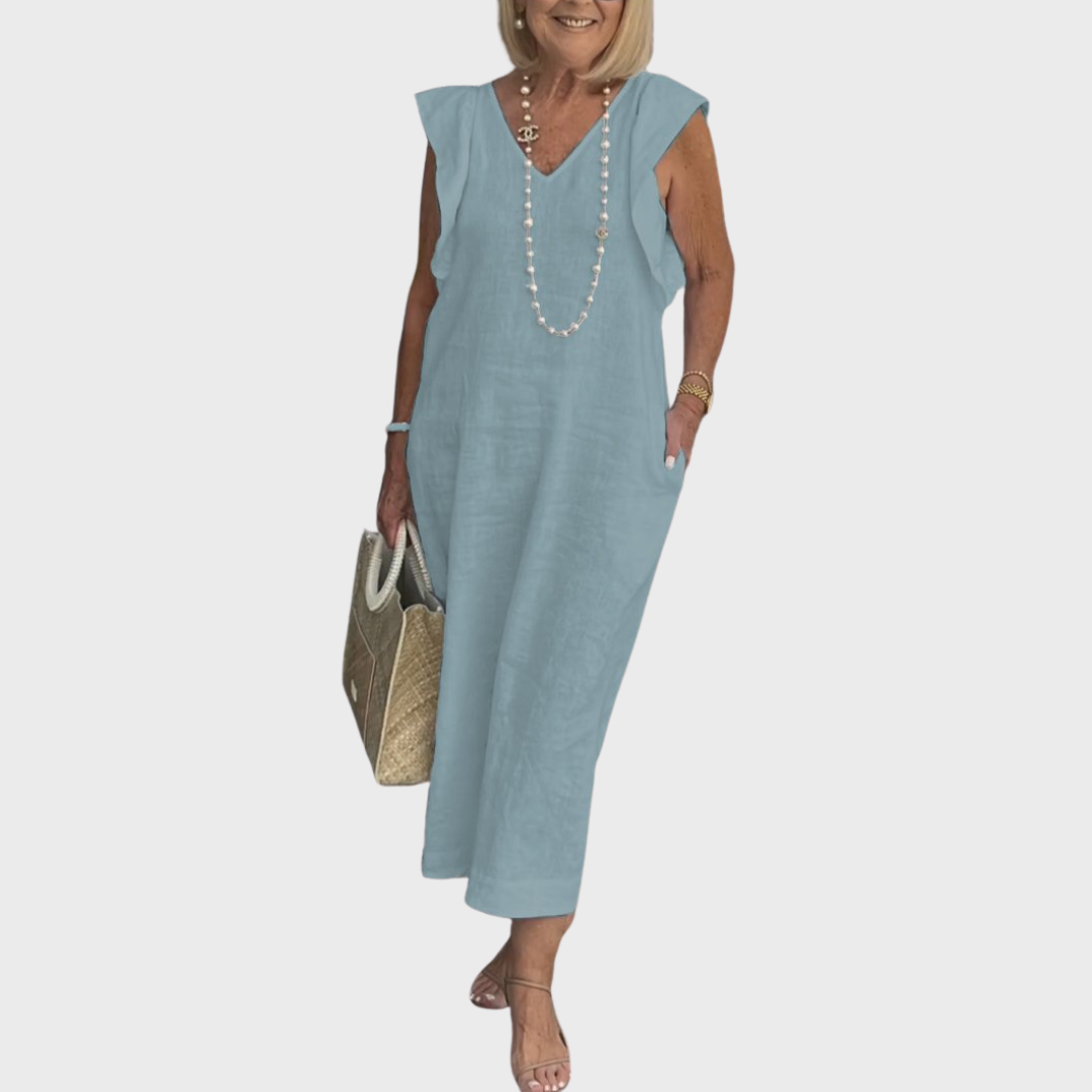 Felicity | Maxi Dress Sleeveless Casual - Green Cotton