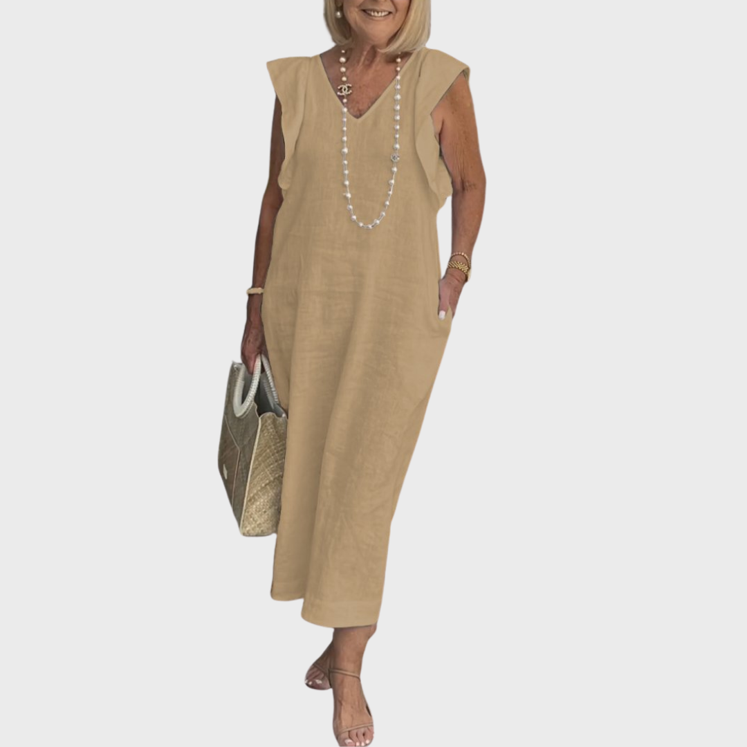 Felicity | Maxi Dress Sleeveless Casual - Green Cotton