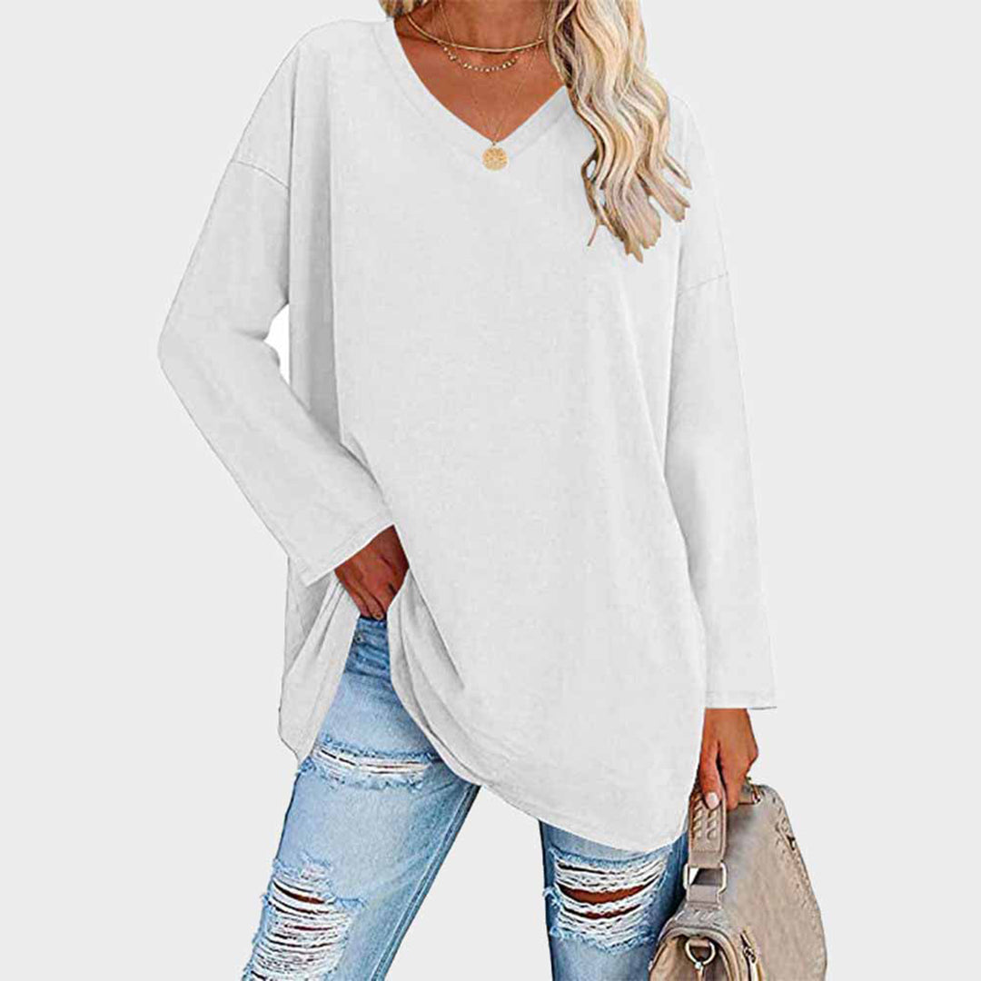 Elke | Loose Top V-Neck - White