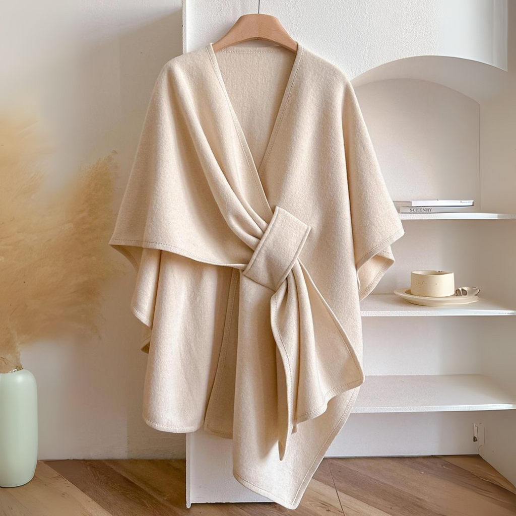 Beatrice | Drape Wrap Tie Belt Vest - Beige