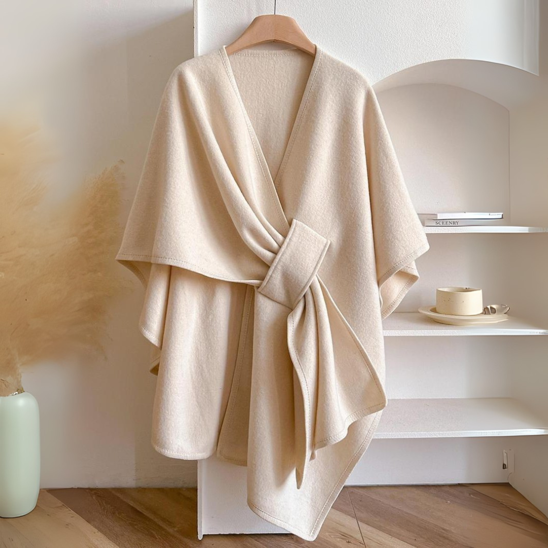 Beatrice | Drape Wrap Tie Belt Vest - Beige