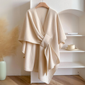Beatrice | Drape Wrap Tie Belt Vest - Beige