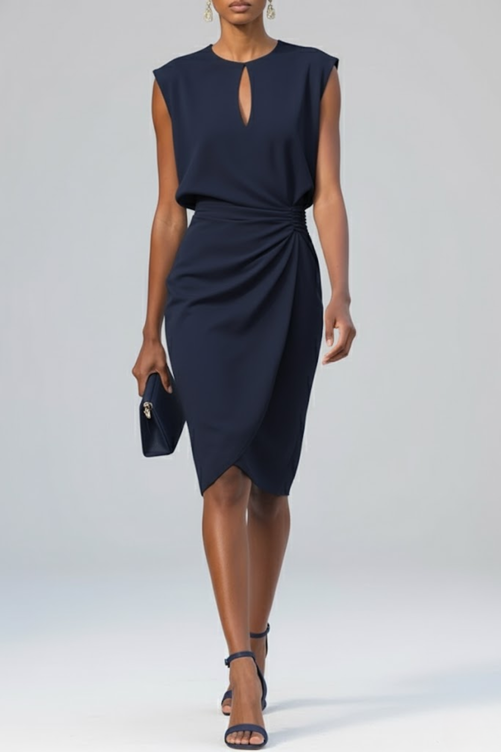Katharina | Midi Dress Keyhole Neckline Ruching