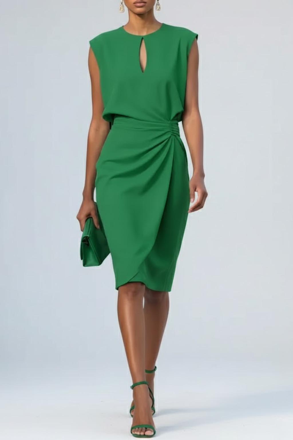 Katharina | Midi Dress Keyhole Neckline Ruching