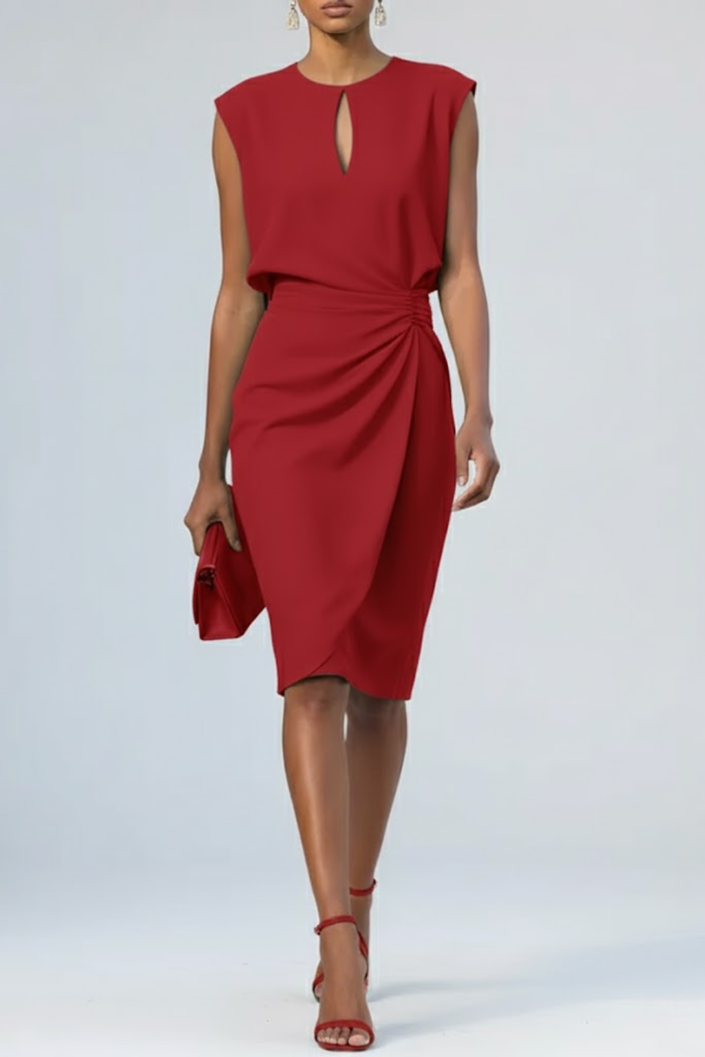 Katharina | Midi Dress Keyhole Neckline Ruching