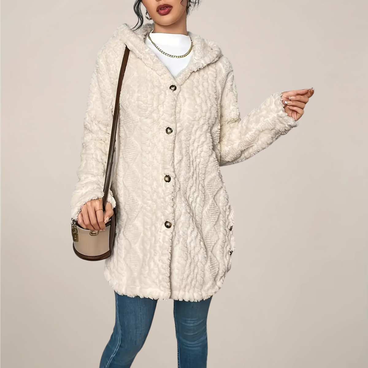 Elizabeth | Longline Hooded Cardigan - Textured Knit Spring Green