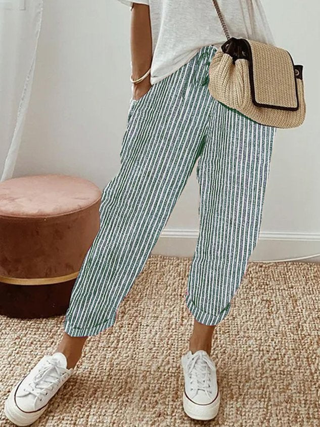 Helga | Casual Linen Trousers - Beige